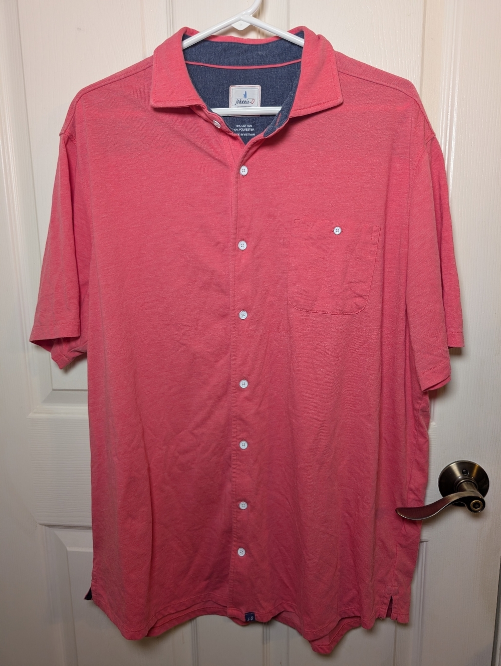 JOHNNIE-O Men's Bright Pink Short Sleeve Hangin' Out Button Down Shirt XLIn ex